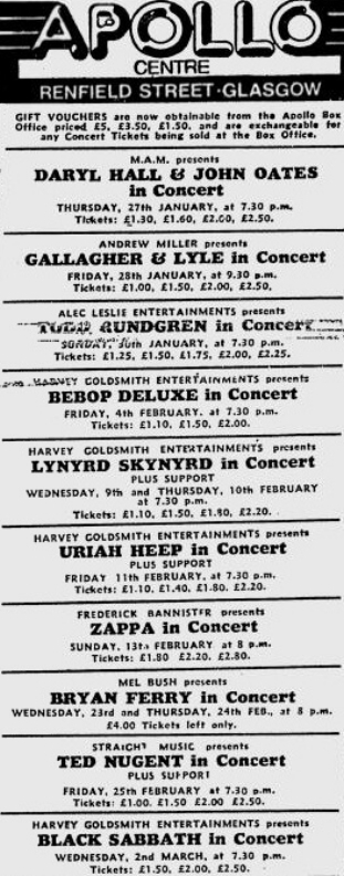 13/02/1977Apollo Theatre, Glasgow, UK